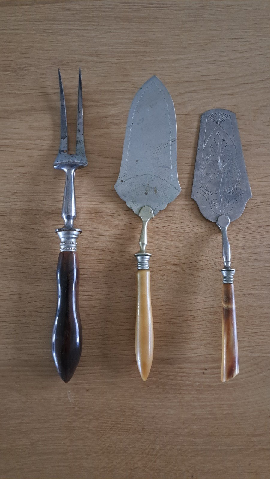vintage vleesvork vork en taartschep 2 stuks, Ophalen of Verzenden