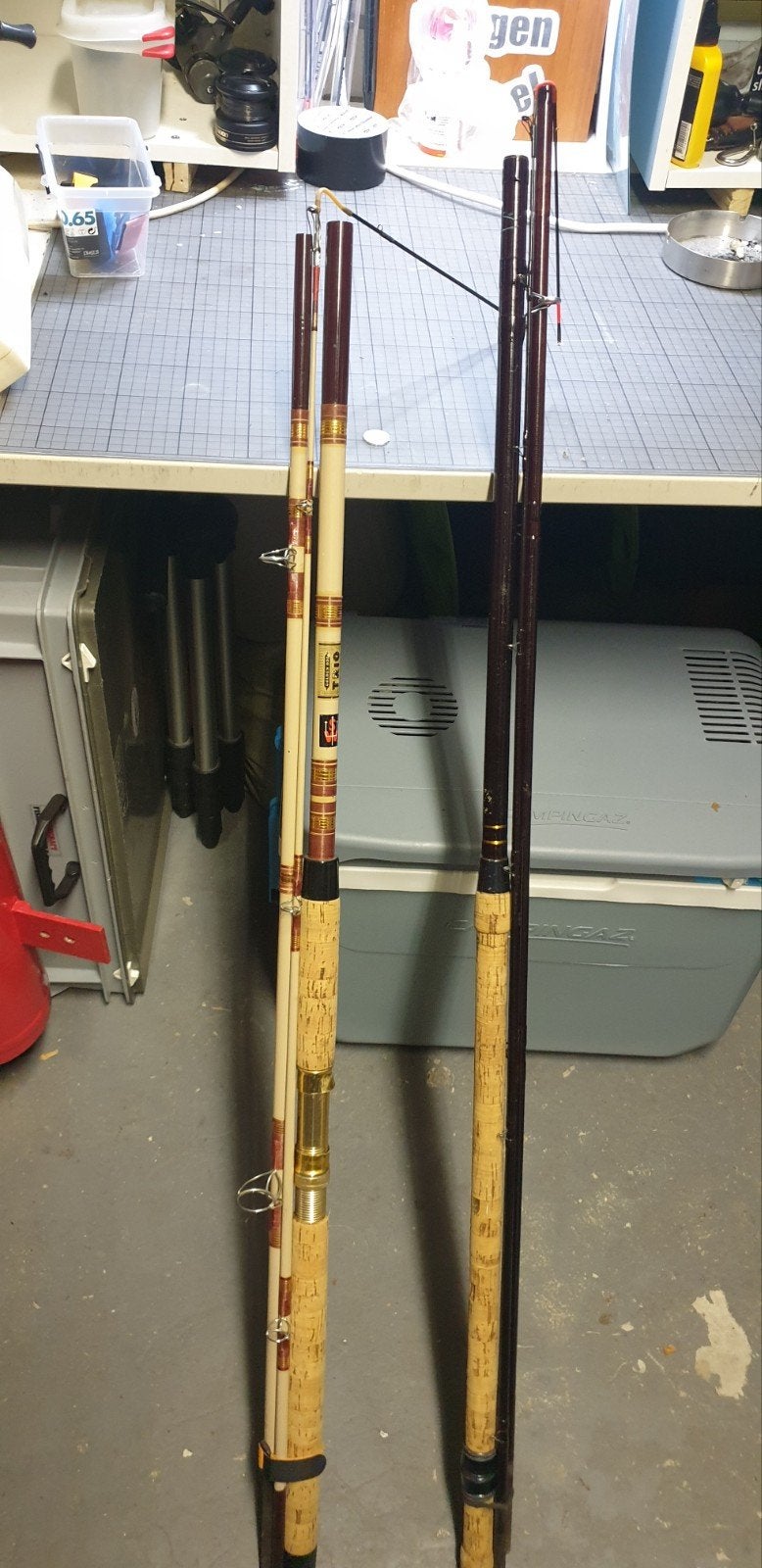2 old school swingtip hengels, Ophalen, Werphengel