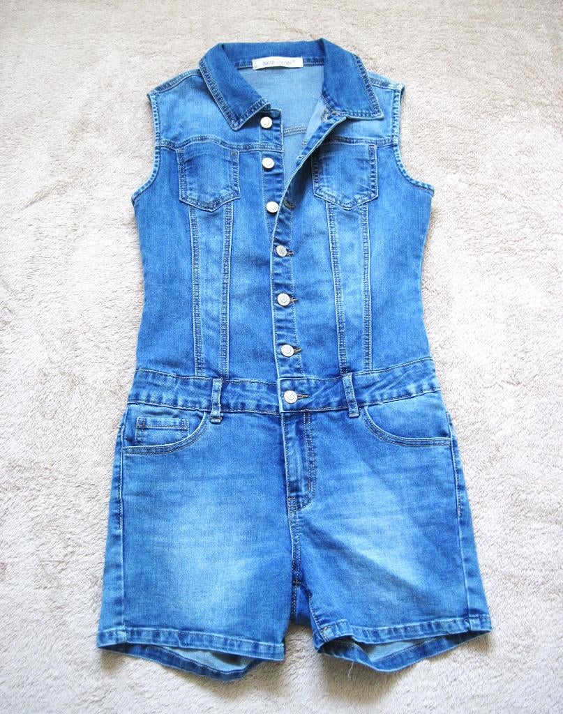 qsj  LEUKE JEANS JUMPSUIT van NINA CARTER Maat:S, Kleding | Dames, Jumpsuits, Ophalen of Verzenden, Zo goed als nieuw, Maat 36 (S)