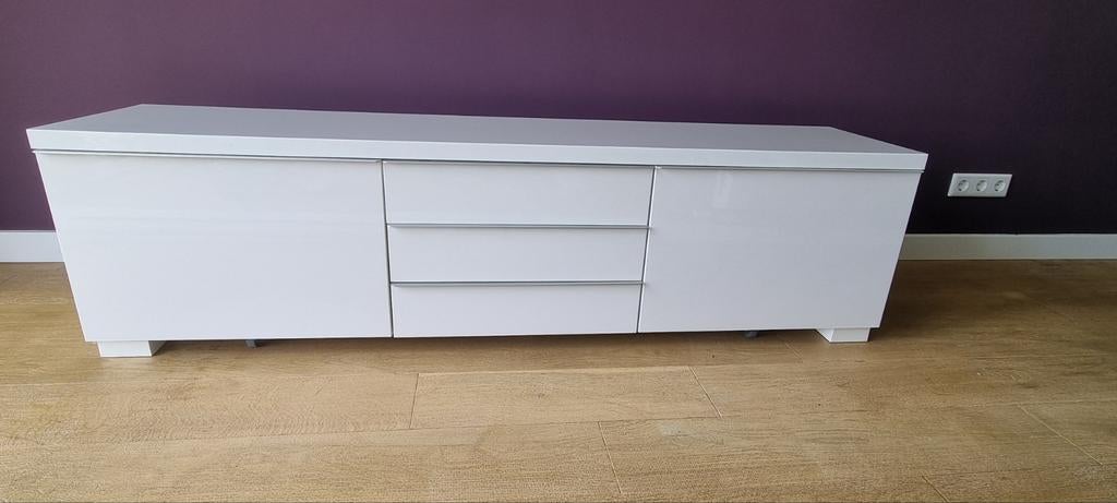 Tv meubel hoogglans wit met lades en deuren, Ophalen, Overige materialen, Modern, Strak, 150 tot 200 cm