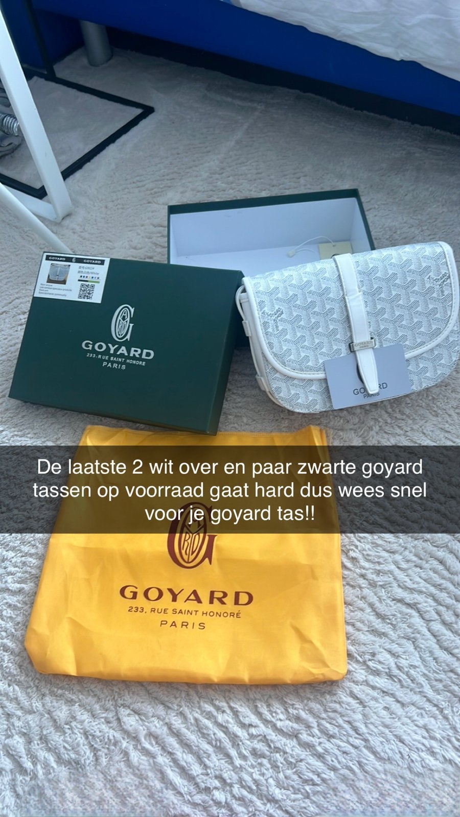 Nieuwe Goyard Schoudertas - Wit/zwart, Ophalen of Verzenden, Nieuw, Wit, Schoudertasje