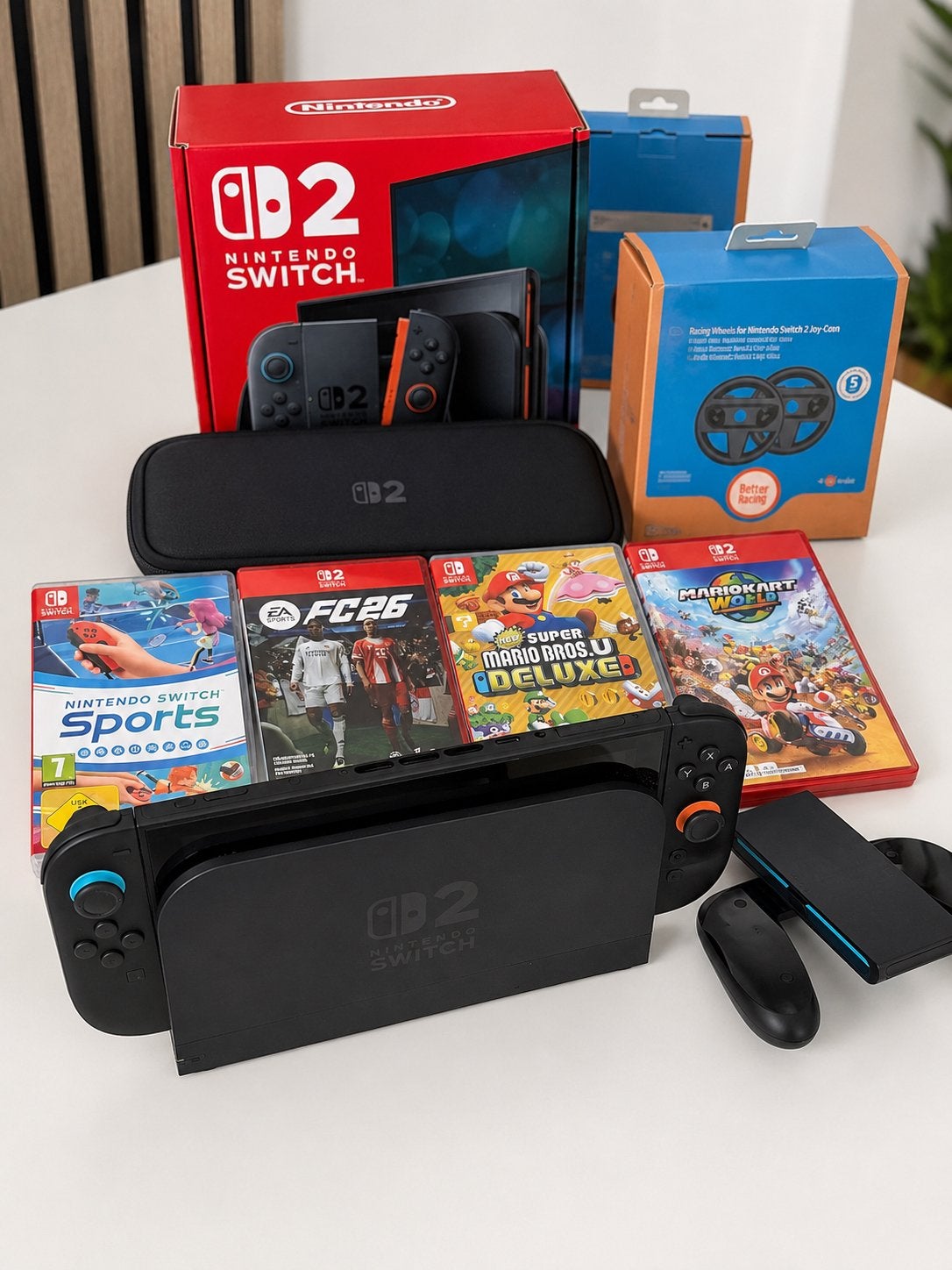 Nintendo Switch 2 met 4 games en accessoires, Ophalen, Met games, Met 2 controllers, Zo goed als nieuw