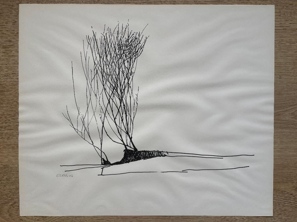 Edzard Krol (1938) – boomlandschap met ranke takken (2006), Antiek en Kunst, Kunst | Schilderijen | Klassiek, Ophalen of Verzenden