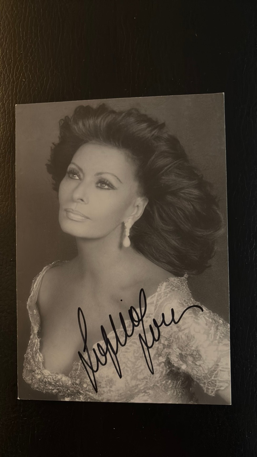 Sophia Loren Originele kaart met ECHTE handtekening, Verzenden, 1980 tot heden, Ongelopen, Sterren en Beroemdheden