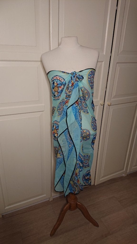 Diverse pareo sarong sauna omslagdoek extra breed turquoise, Ophalen of Verzenden, Zo goed als nieuw, Blauw, Overige typen