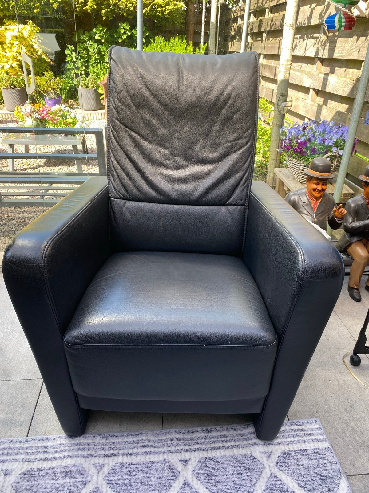 BIJNA GRATIS Zwarte Leren Fauteuil - Comfortabel en Stijlvol, Huis en Inrichting, Fauteuils, Ophalen, Zo goed als nieuw, Leer