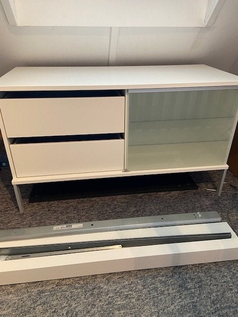 Ikea Tobo tv meubel, Ophalen, Gebruikt, 100 tot 150 cm, Glas