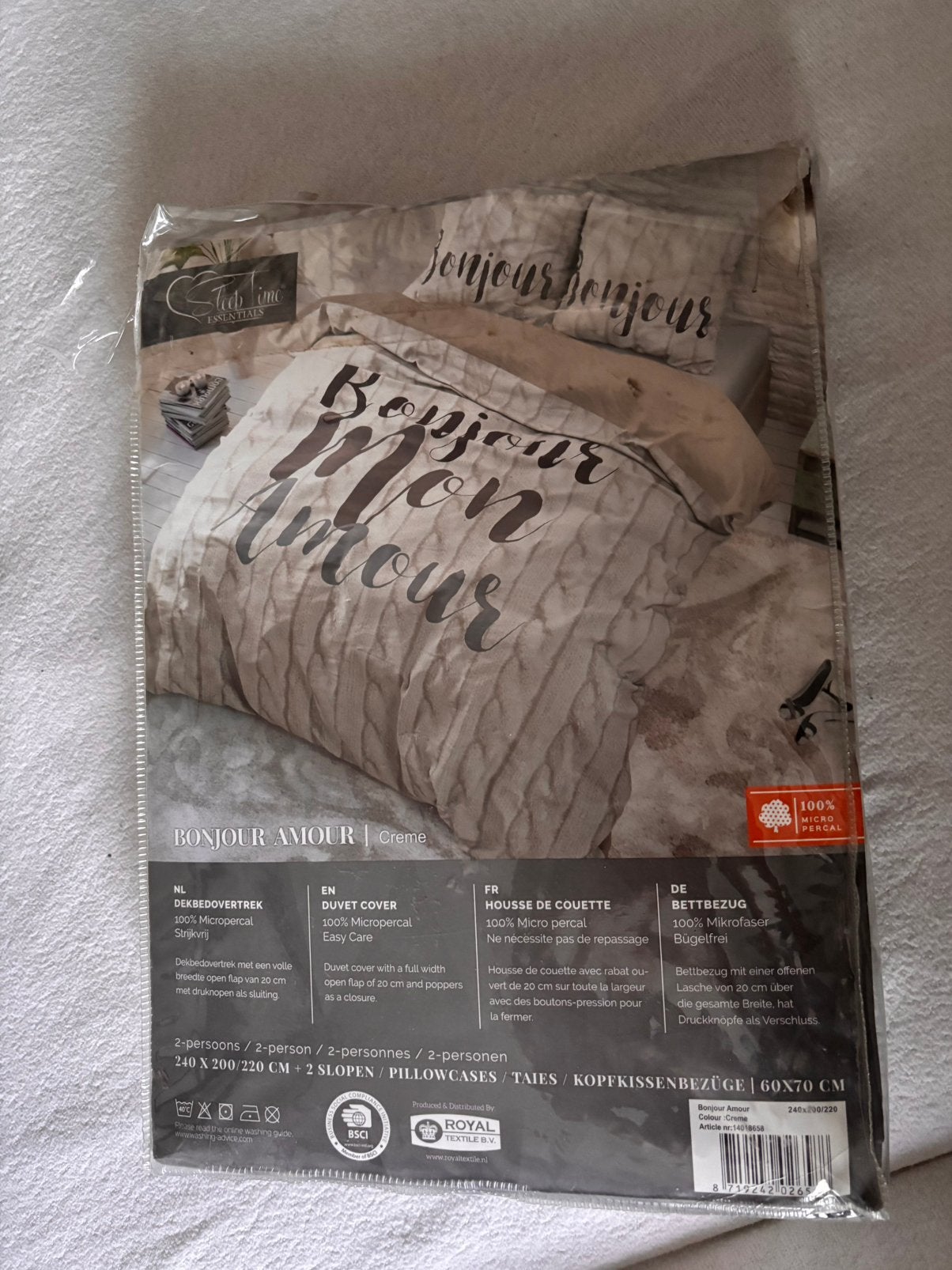 Te koop 2 nieuwe dekbedovertrekken, Lits-jumeaux, Beige, Dekbedovertrek, Nieuw