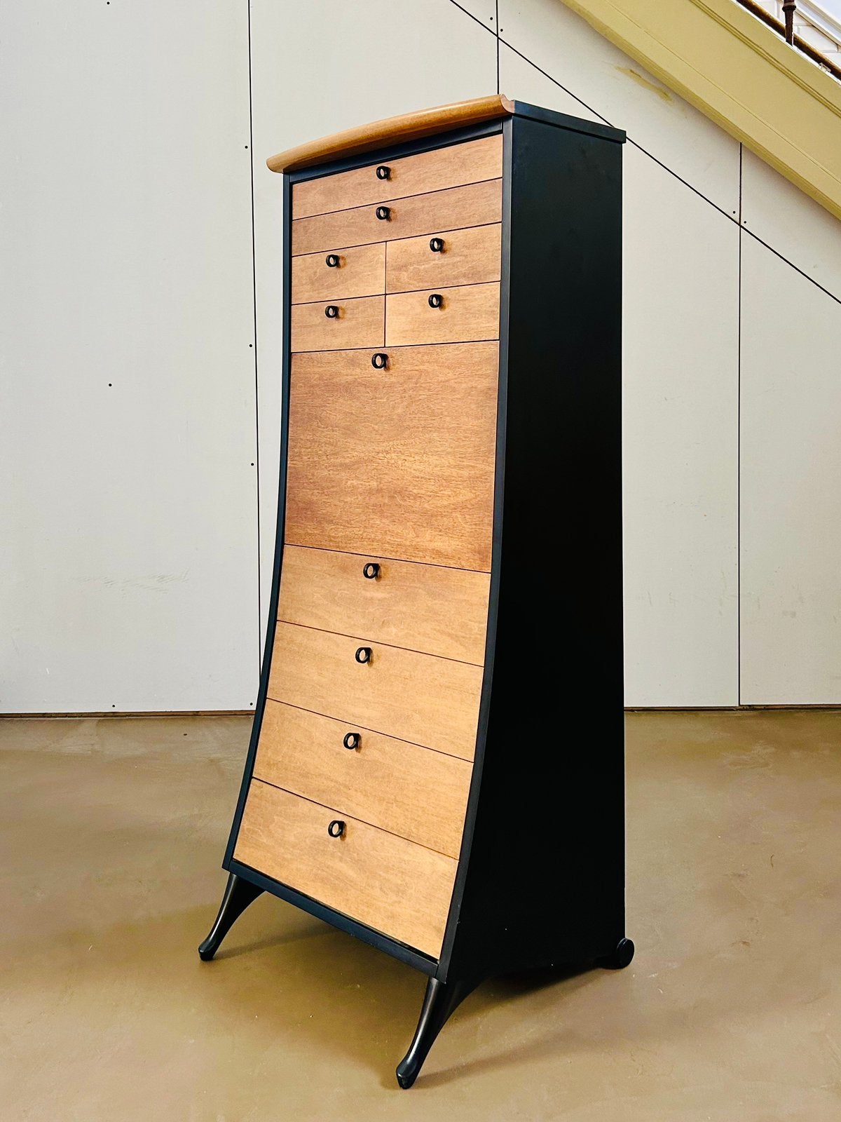 Umberto Asnago voor Giorgetti jaren 80 vintage design, Ophalen, 5 laden of meer, Vintage mid century modern, 50 tot 100 cm