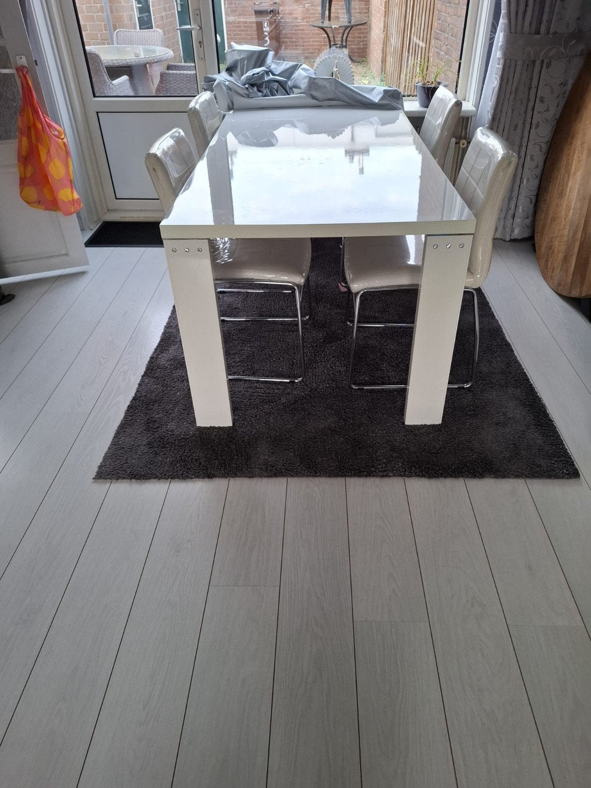 Complete inboedel te koop wit hooglans, Modern en strak, Zo goed als nieuw, 150 tot 200 cm, Rechthoekig