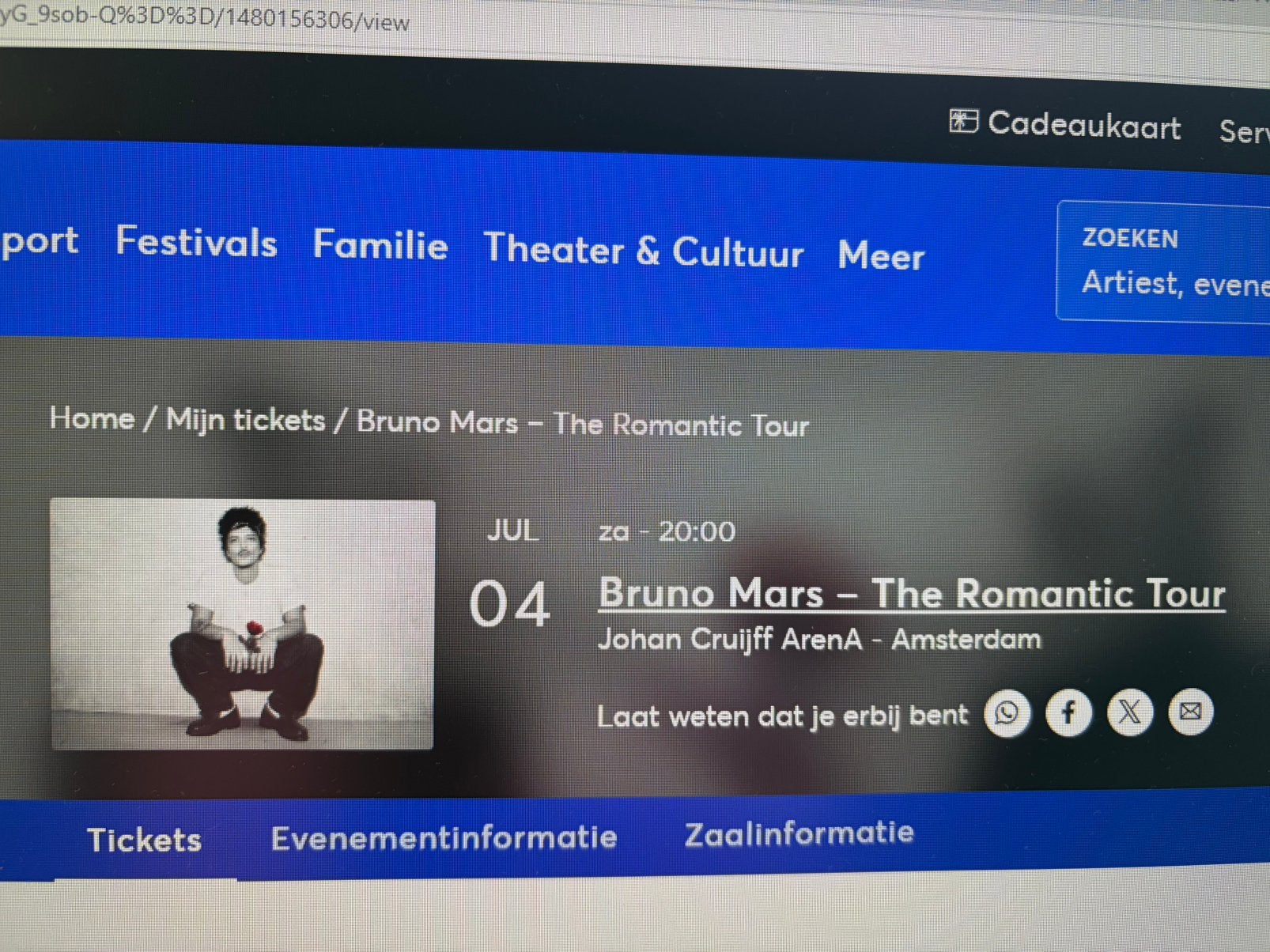 Bruno Mars in Amsterdam am 4.7., Drie personen of meer, Juli