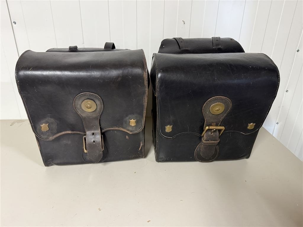 Vintage motorfiets harde leren zadeltassen zijbagage fietsta, Ophalen of Verzenden, Zo goed als nieuw