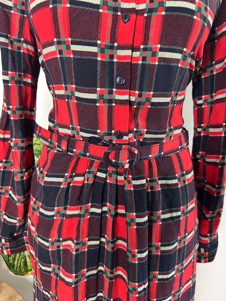 King Louie maat 42 rode midi blouse jurk 3476, Maat 42/44 (L), Ophalen of Verzenden, Zo goed als nieuw, King Louie