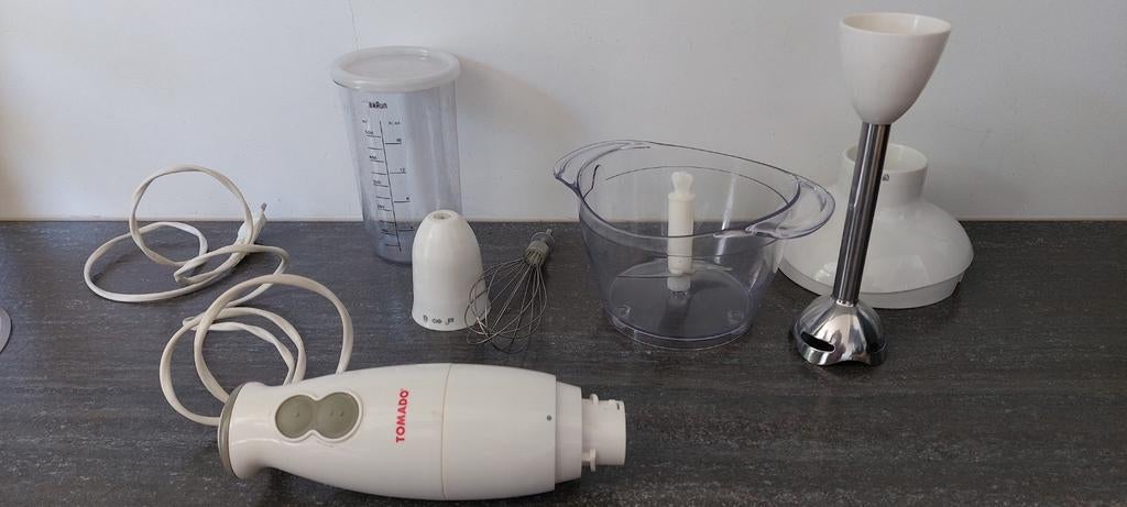 TOMADO STAAFMIXER. BLENDER.Compleet set met staafmixer enzo., Minder dan 1 liter, Ophalen of Verzenden, 3 snelheden of meer