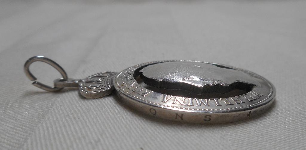 Zilveren Nederlandse munt hanger met kroontje nr.067, Verzenden, Zo goed als nieuw, Zilver, Zilver