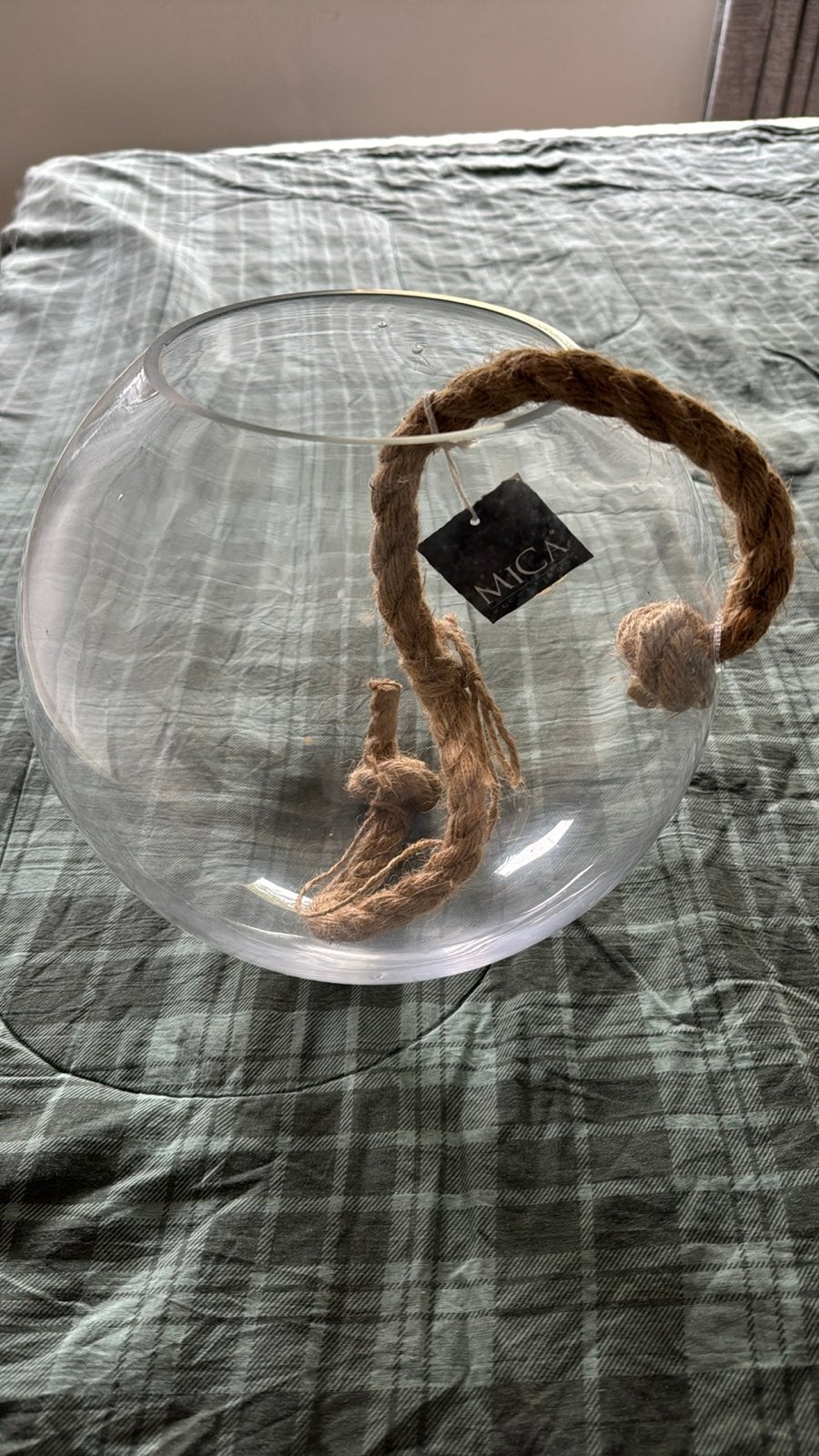 MICA glazen hangvaas/terrarium met touw - Nieuw, Ophalen of Verzenden, Nieuw, Transparant, Glas