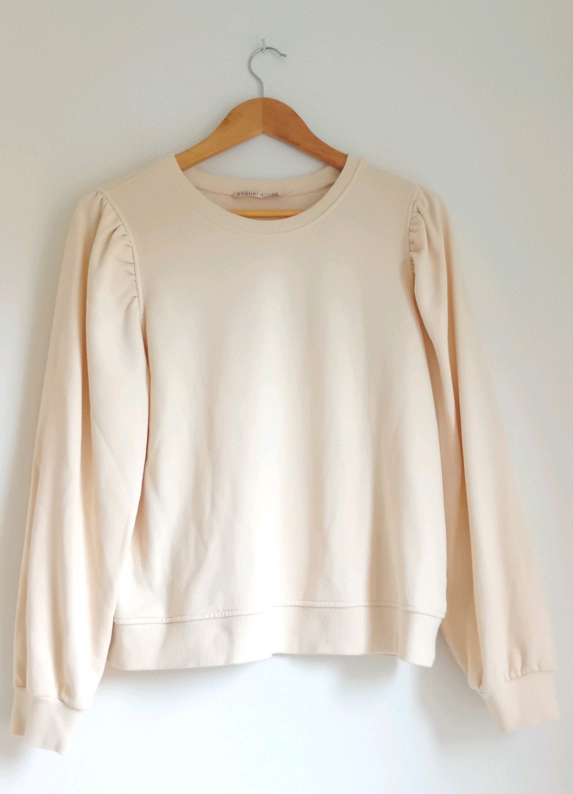 Esqualo sweater plooidetails pofmouw crème 38, Maat 38/40 (M), Beige, Esqualo, Ophalen of Verzenden