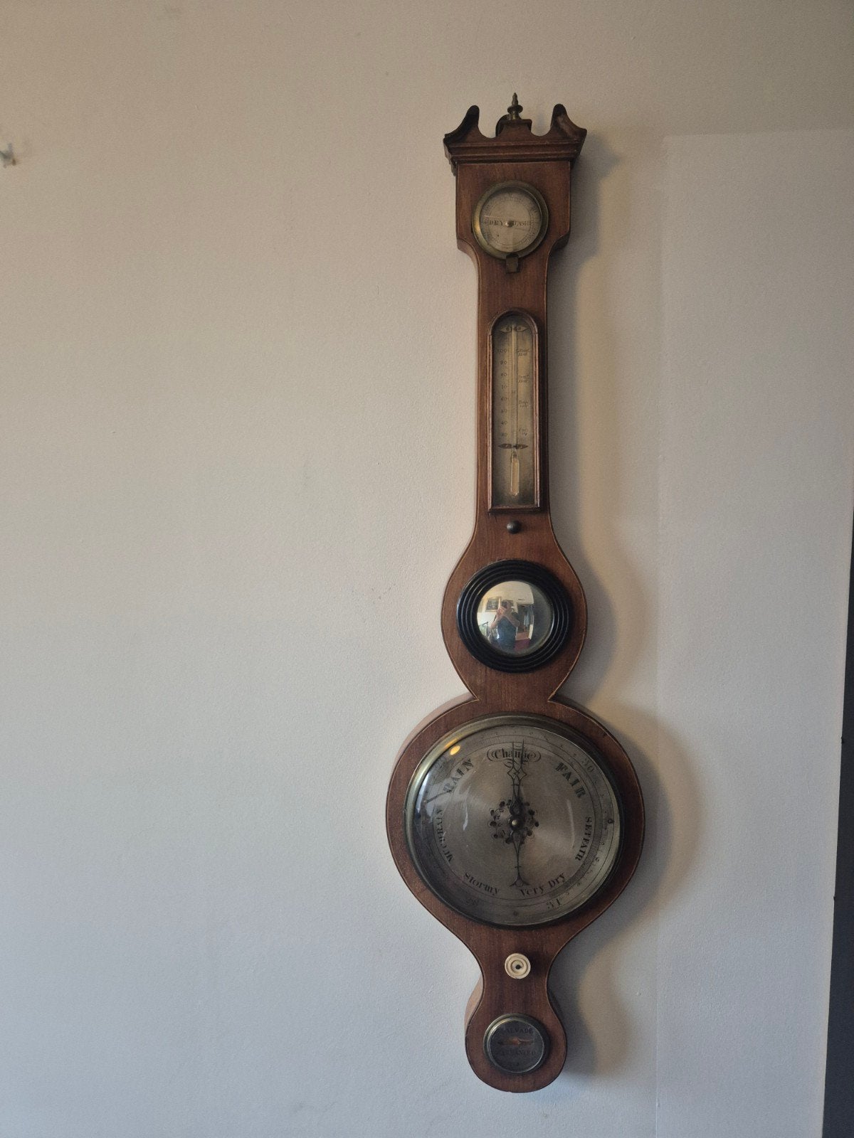 Antieke Barometer - Hout en Messing, Ophalen, Gebruikt, Barometer