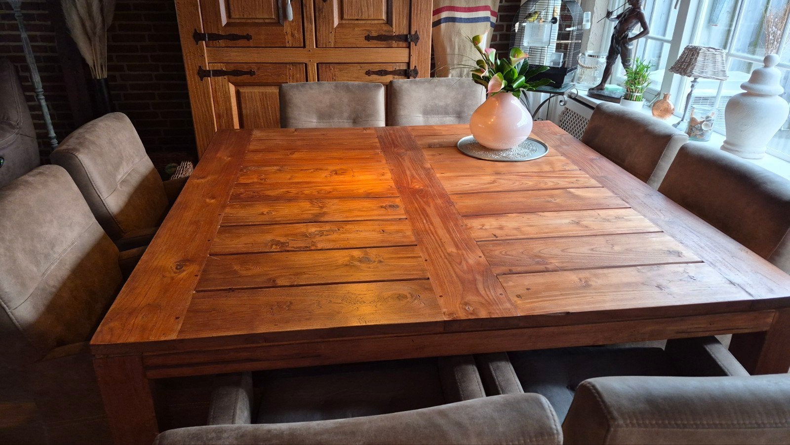 Tuintafel zgan, Ophalen of Verzenden, Zo goed als nieuw, Vierkant, Hout