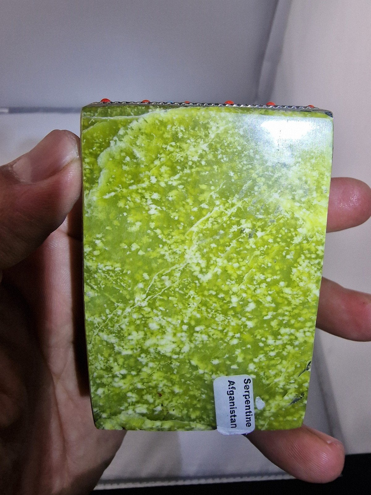 Afghaanse N137 Pillendoos Messing met Serpentijn, Ophalen of Verzenden, CSJ, Circlesevenj@gmail.com, 2263cc