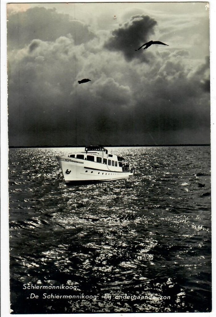 "De Schiermonnikoog" bij ondergaande zon, Verzenden, 1960 tot 1980, Gelopen, Waddeneilanden