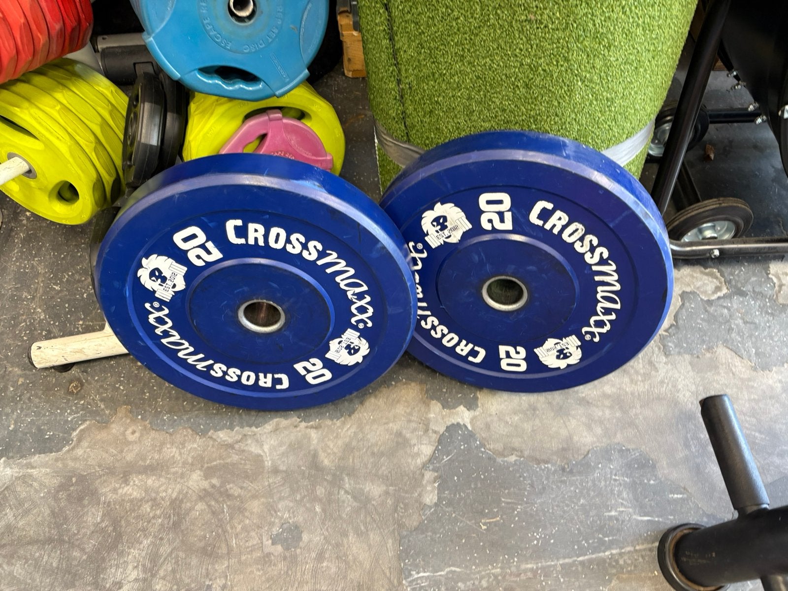 2 x 20 kg crossmaxx bumperplates bumper plates, Ophalen, Halterschijven, Gebruikt, 2 x 20 kg