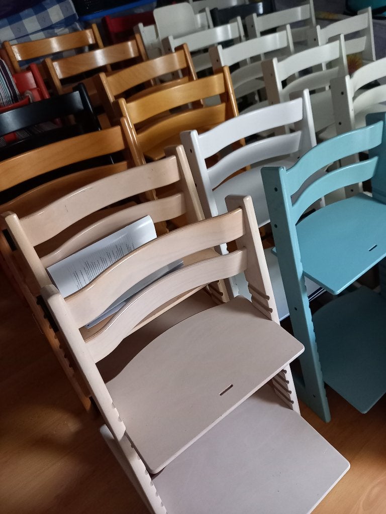 Stokke Tripp Trapp kinderstoel, newborn sets, babysets, etc., Ophalen, Gebruikt, Meegroeistoel, Gordel(s)
