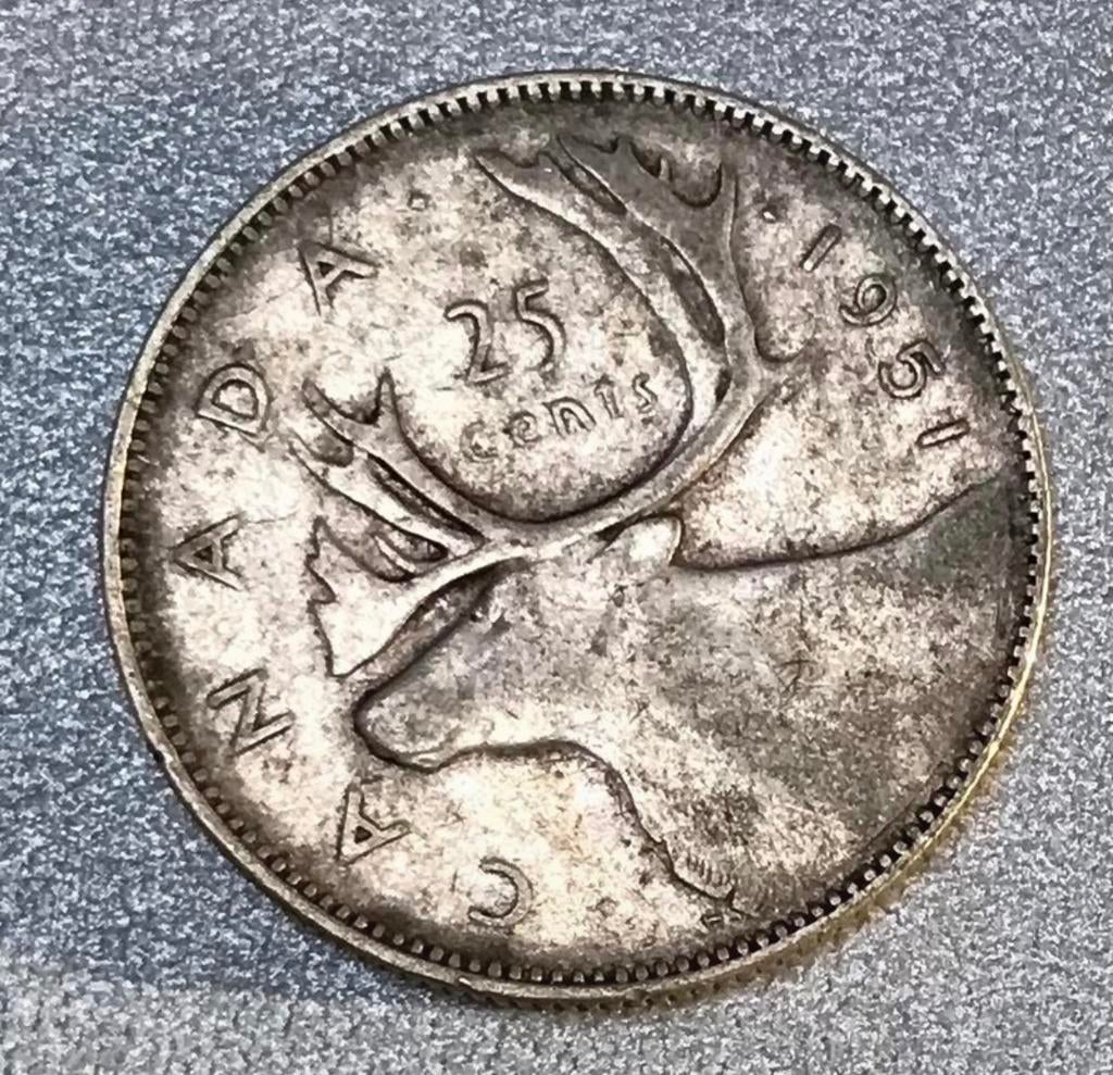 Silver 1951 Canadian 25-cent coin., Ophalen of Verzenden, Noord-Amerika
