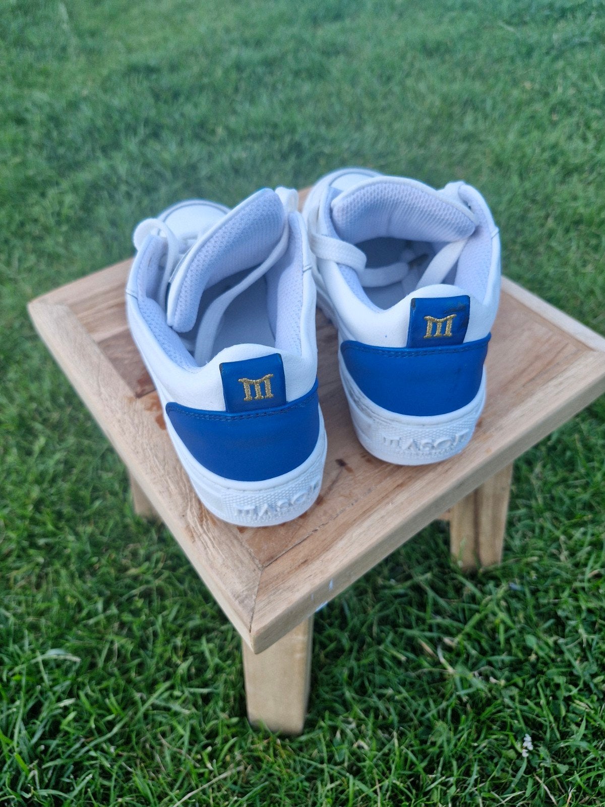 Witte Mason Garments Sneakers met Blauwe Details, Ophalen, Wit, Mason Garments, Sneakers of Gympen