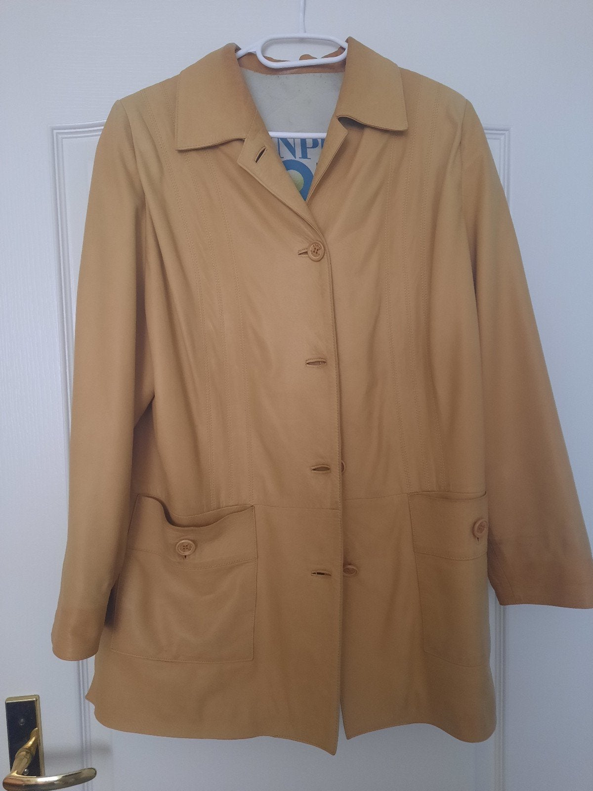 Vintage leren blazer, Kleding | Dames, Jassen | Zomer, Maat 38/40 (M), Verzenden, Geel, Onbekend