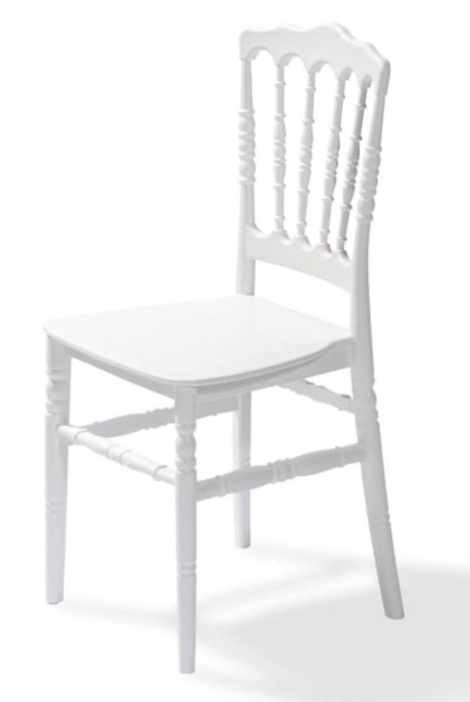 TE HUUR :Witte Chiavari/Napoleon en wedding chairs, Ophalen of Verzenden, Zo goed als nieuw, Overige