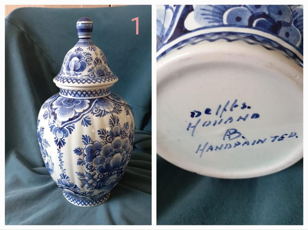 Delfts Blauwe Gemberpot - Handbeschilderd, Antiek en Kunst, Ophalen