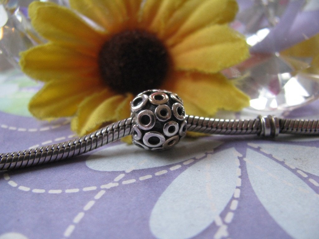 Pandora bedel + 14 krt GOUD 790325 = fantasy rounds, Pandora, Ophalen of Verzenden, Zo goed als nieuw, 1 bedel