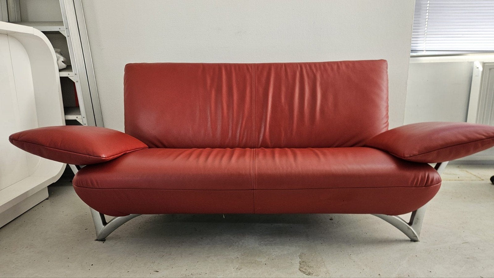 Rolf Benz Design Bank 2 zits rood leer, Huis en Inrichting, Ophalen, Zo goed als nieuw, 200 tot 250 cm, Leer