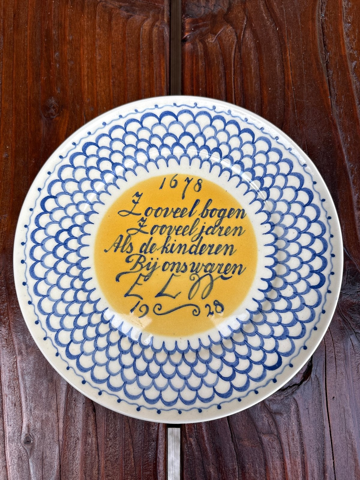 Antiek Delfts Blauw Bord Goedewaagen Gouda Holland 1928, Ophalen of Verzenden