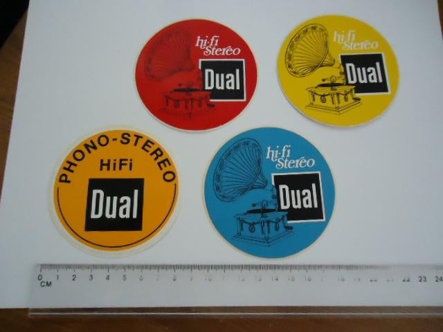 sticker oud DUAL Platenspeler draaitafel grammofoon retro 4x, Verzamelen, Stickers, Zo goed als nieuw, Bedrijf of Vereniging, Verzenden