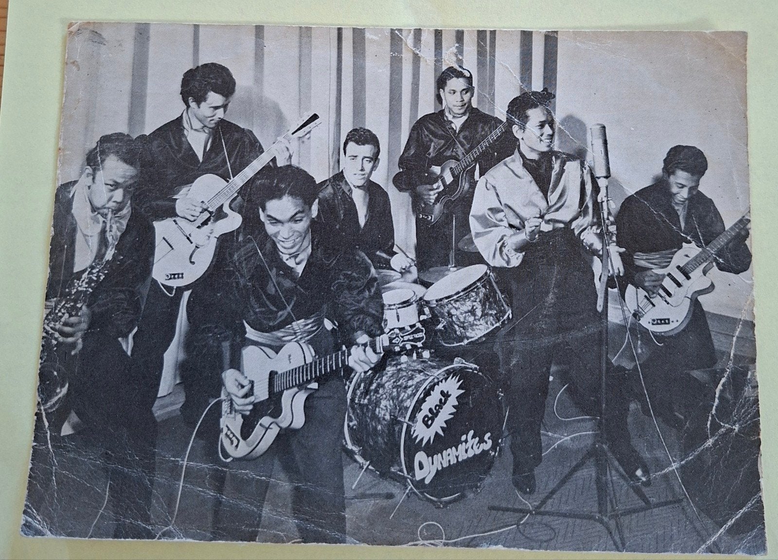reclame  indo rockband the black dynamites jaren 70, Ophalen of Verzenden, Poster, Artwork of Schilderij
