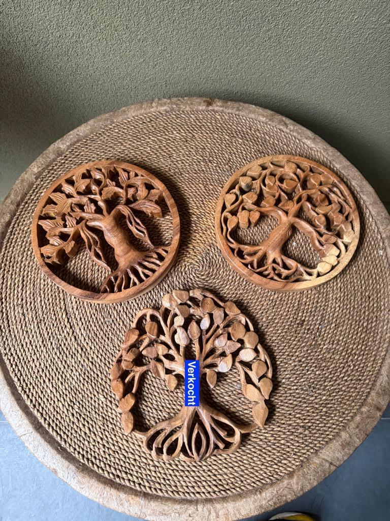 Levensboom houtsnijwerk massief suarhout Indonesie 20 cm, Verburgt Vintage, Nieuw, Ophalen of Verzenden, https://verburgtvintage.nl/#contact