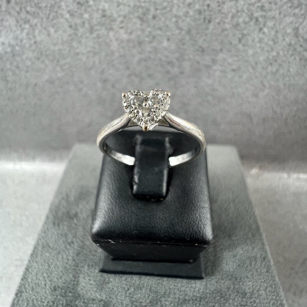 Gouden Ring | 14* | 2,3g | Entourage  hart |17,25| 415595, Gebruikt, Ophalen of Verzenden, 17 tot 18, Met edelsteen