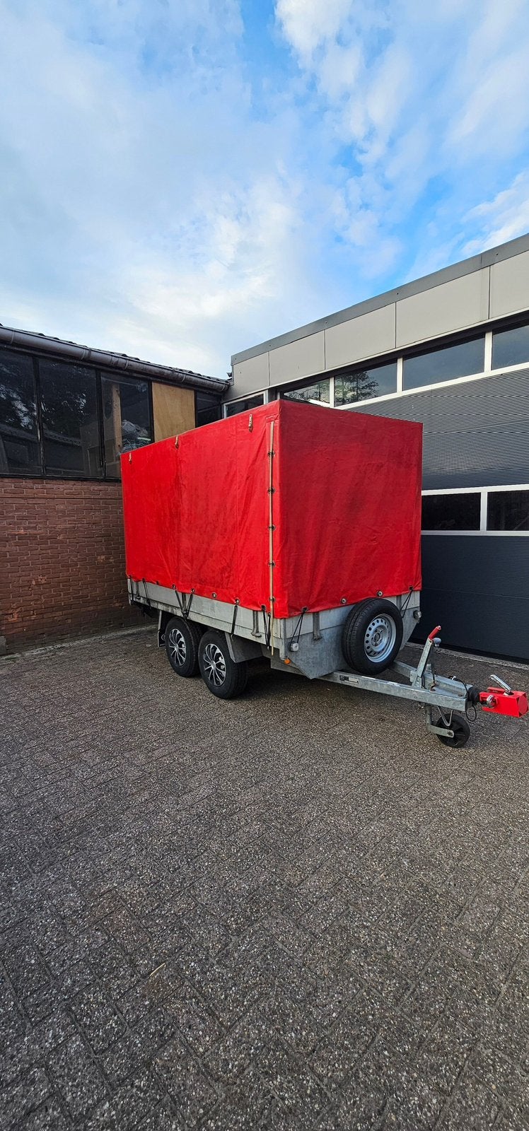Anssems aanhanger met huif dubbelasser plateauwagen, Auto diversen, Aanhangers en Bagagewagens, Ophalen, Gebruikt