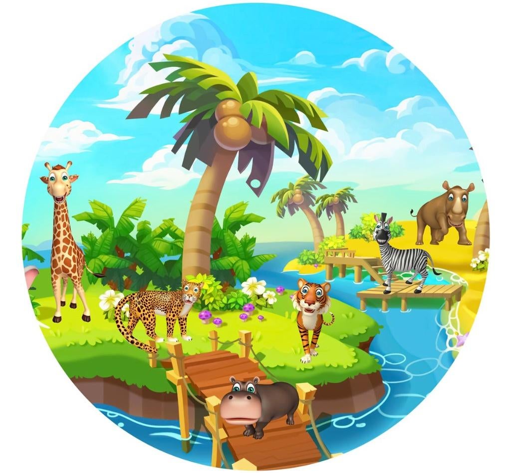 Behangcirkel Jungle Safari, ronde muursticker, Muurdeco4kids, Verzenden, Nieuw, Wanddecoratie