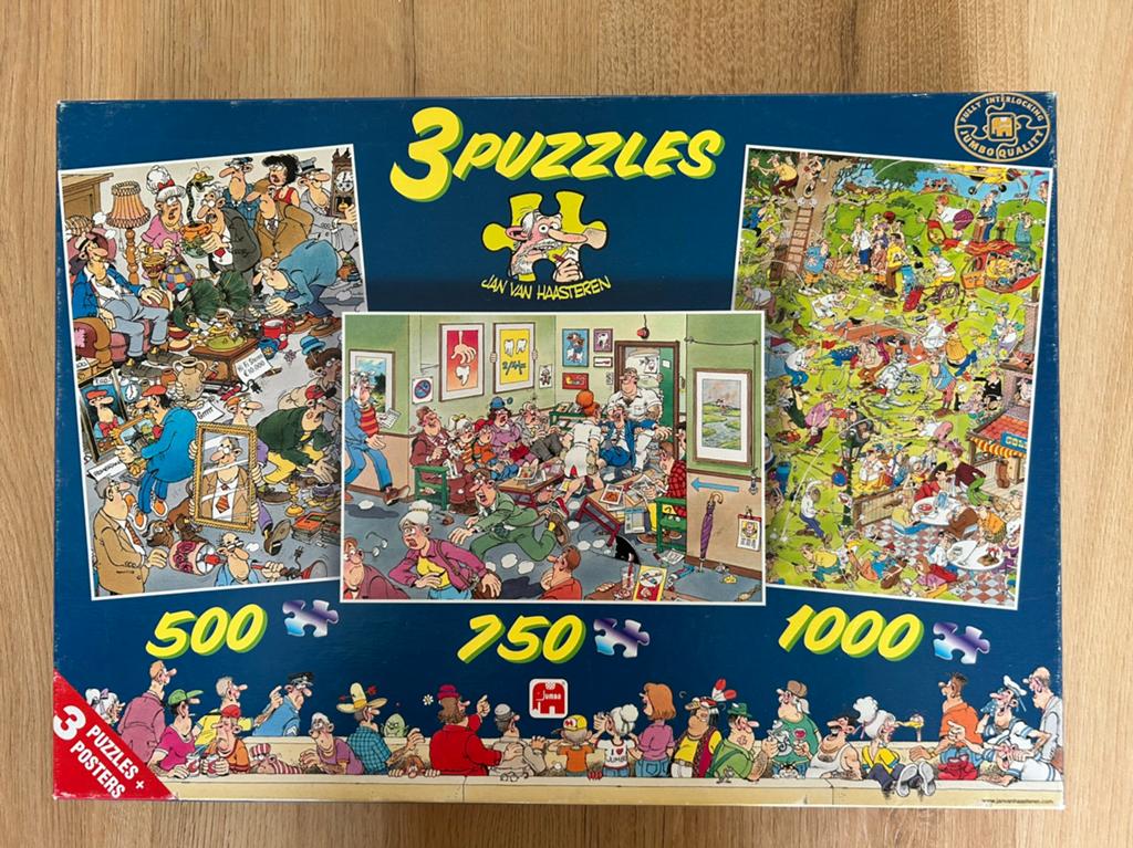 Puzzelset (3 stuks) Jan van Haasteren (500/750/1000 stukjes), Hobby en Vrije tijd, Denksport en Puzzels, Ophalen of Verzenden
