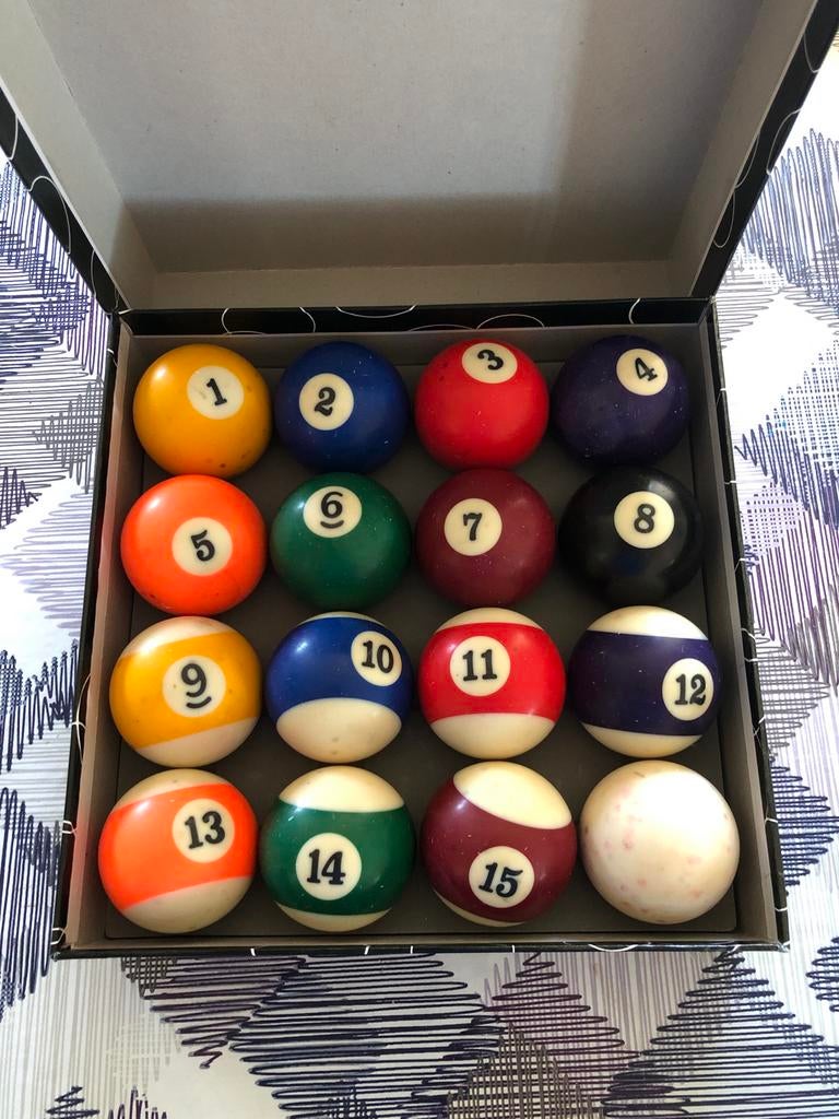 Complete set poolballen, grote maat (57,2 cm), Sport en Fitness, Biljarten en Poolen, Ophalen of Verzenden, Gebruikt