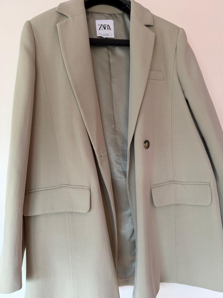 Zara Blazer Beige/Groen Maat S, Kleding | Dames, Maat 38/40 (M), Overige kleuren, Ophalen of Verzenden, Zo goed als nieuw