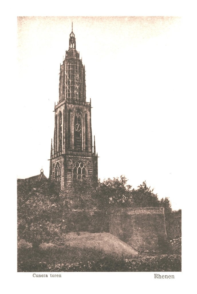 940814	Rhenen	Utr Cunera toren	Mooie oude kaart	Onbeschreven, Ophalen of Verzenden, 1940 tot 1960, Ongelopen, Utrecht