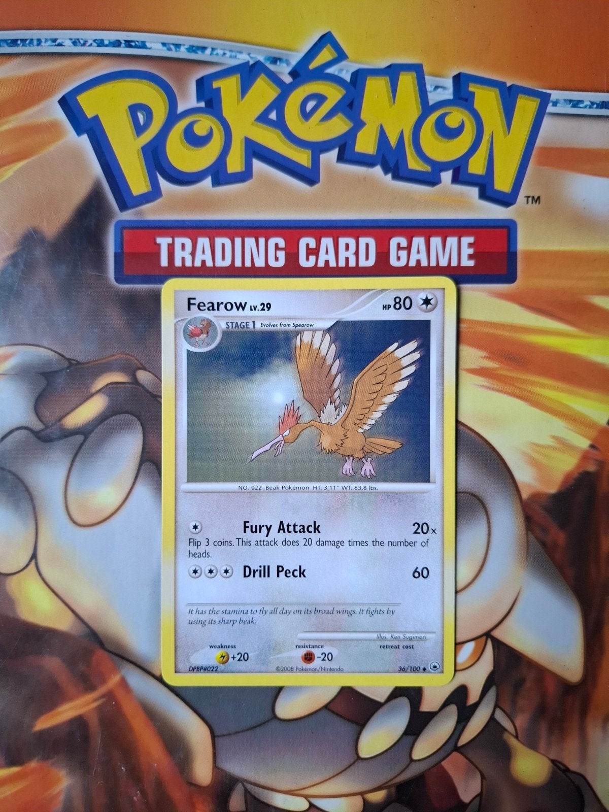 Fearow 36/100 Diamond&Pearl Majestic Dawn pokemon kaart, Ophalen of Verzenden, Zo goed als nieuw, Losse kaart