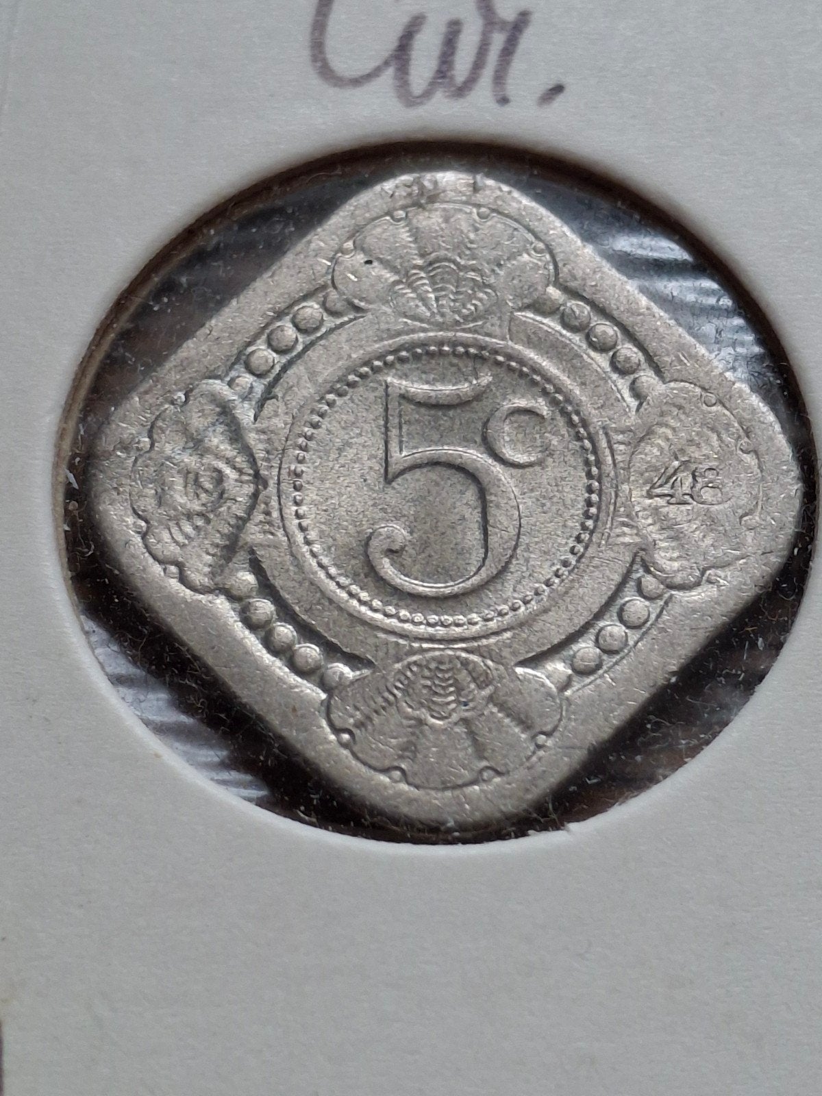 Curacao 5 cent 1948 unc, Verzenden, Koningin Wilhelmina