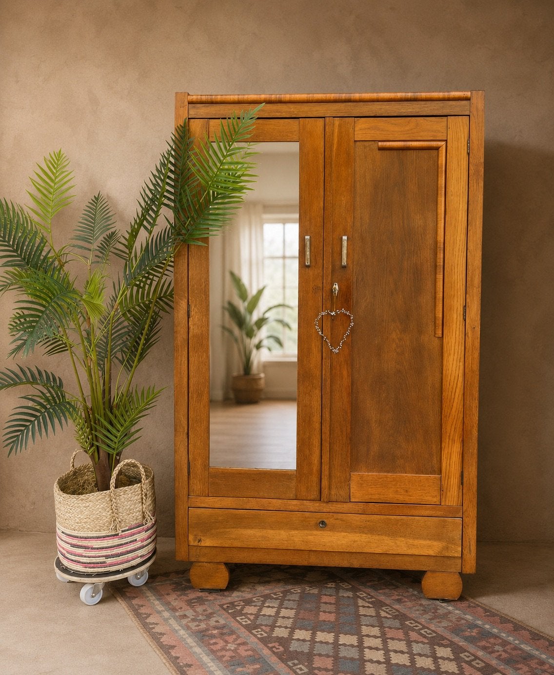 Art Deco kledingkast met leuke asymmetrische details, Zo goed als nieuw, 150 tot 200 cm, 50 tot 75 cm, 50 tot 100 cm