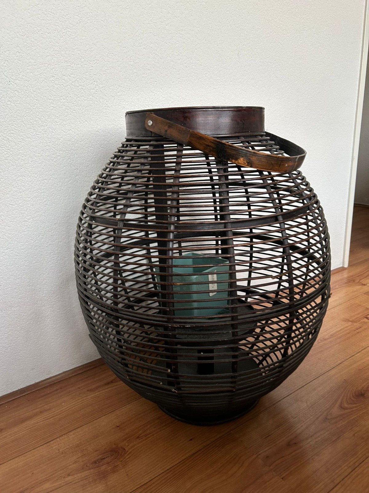 Grote rotan lantaarn met handvat, Ophalen, Gebruikt, Natuurlijk materiaal, Bruin