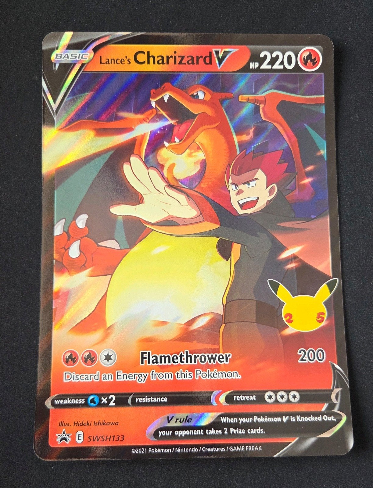 JUMBO KAART! Lance's Charizard V SWSH133 Pokémon, Ophalen, Zo goed als nieuw, Losse kaart, Foil